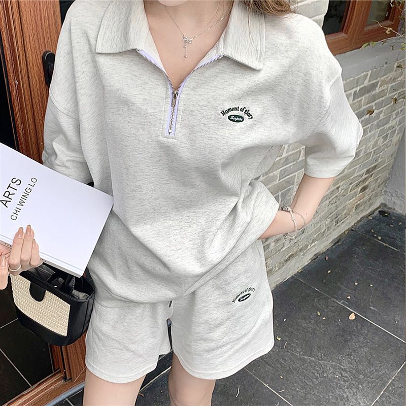 2023 summer suit women's new tea style wear a whole set of casual sports style complete set with two-piece trendy