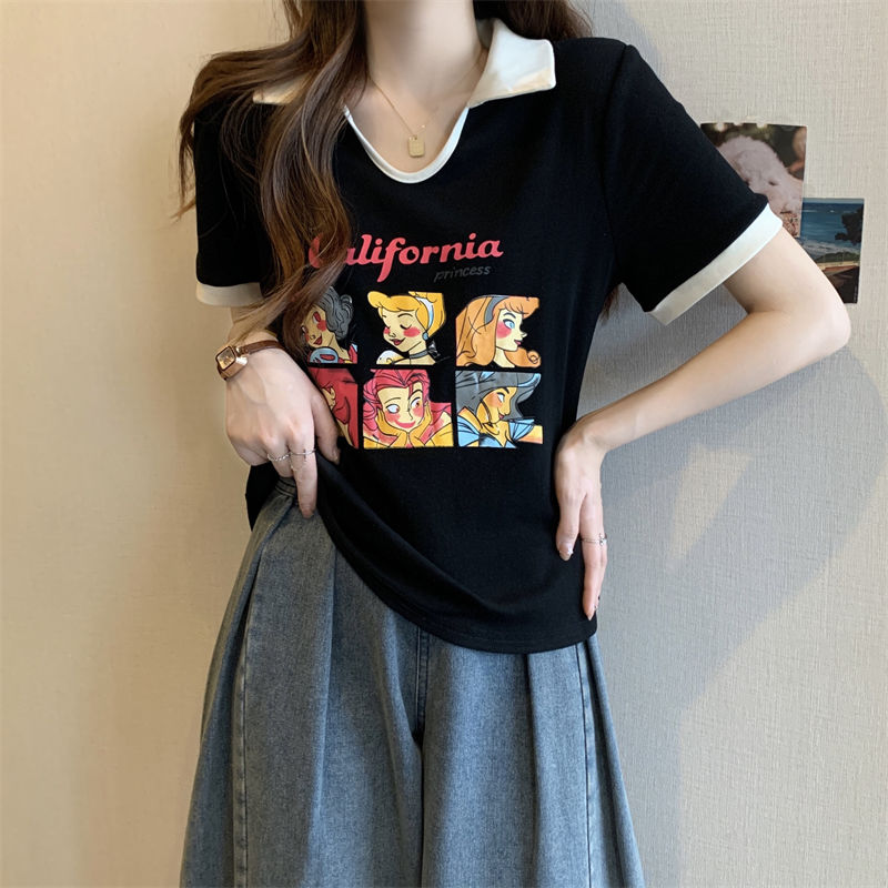 Large size short-sleeved t-shirt women's summer new fat mm cover belly and reduce age and look thin loose shoulder top 200 catties 300