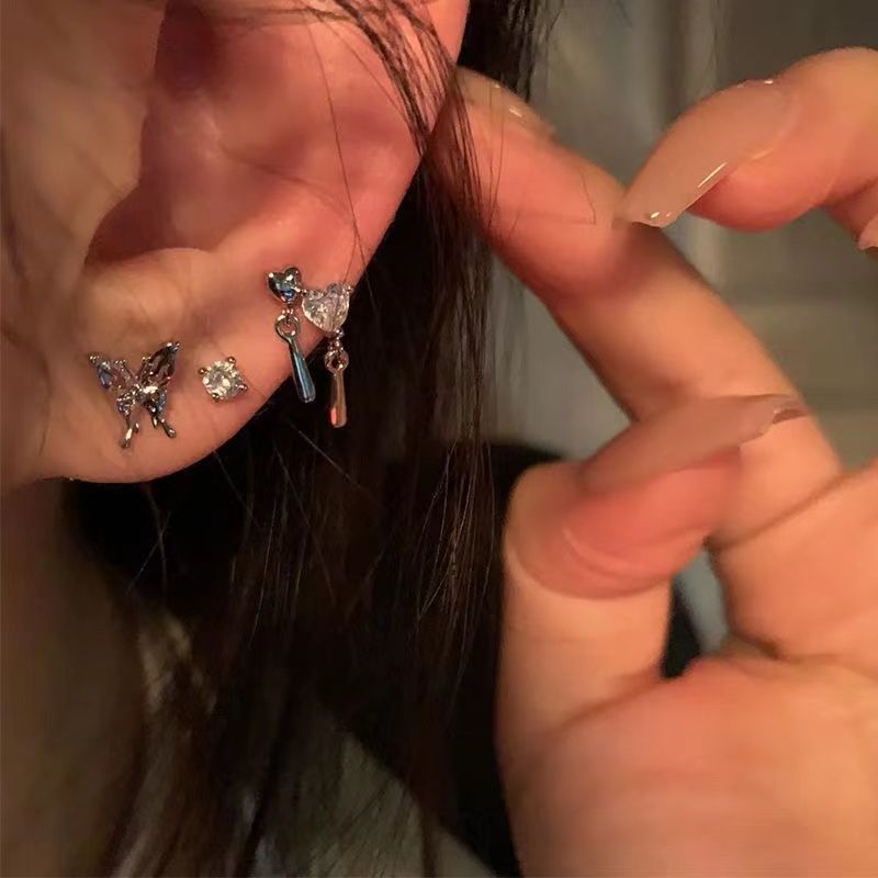 6件套 老好看了 蝴蝶耳釘女純銀耳環小眾設計感高級感耳飾女爆款