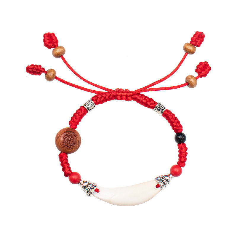 Baby baby child crying at night cinnabar bracelet peach basket anti-scaring red rope black dog teeth peach wood bracelet children's anklet