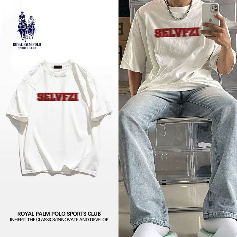 ROYAL PALM POLO美式街頭設計字母印花純棉T恤短袖男國潮夏季上衣