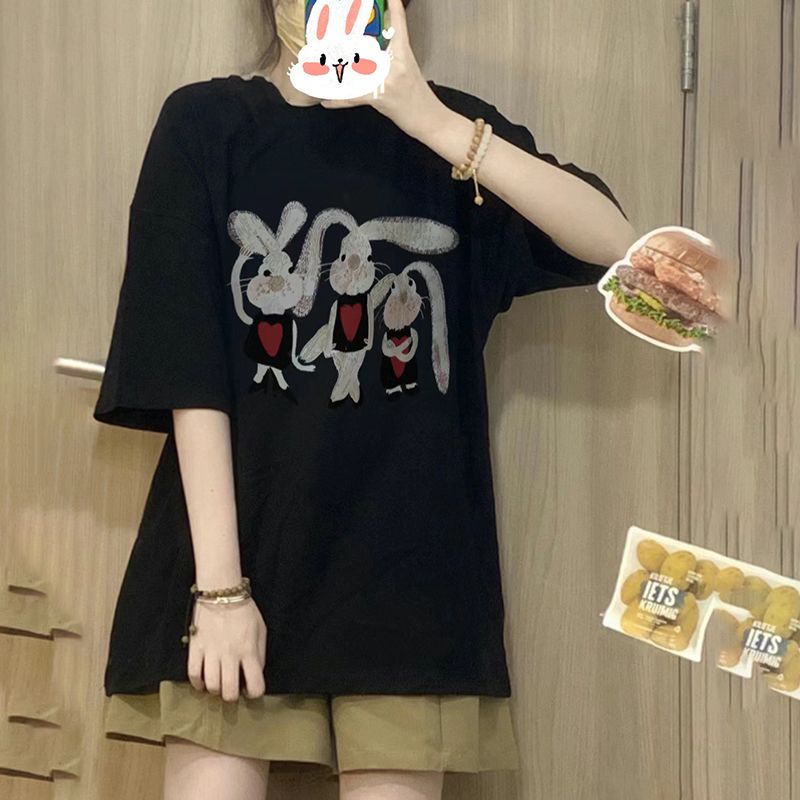 美式復古正肩t恤女短袖220g重磅純棉2023夏季新款寬鬆半袖ins上衣