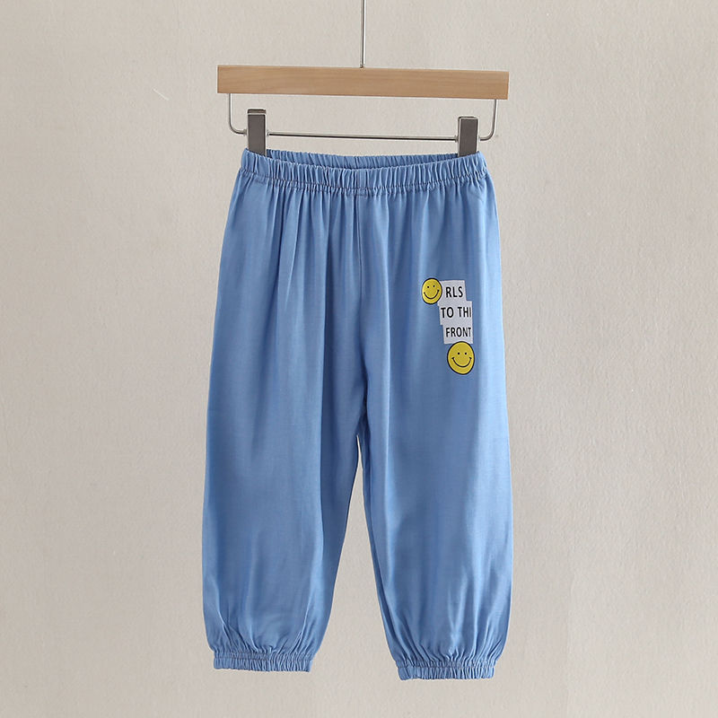 Children's Tencel denim anti-mosquito pants boys and girls summer thin section breathable bloomers baby summer air-conditioning trousers tide