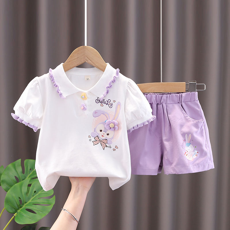 女童夏季套裝2023新款洋氣時髦春季嬰兒童衣服三2一歲女寶寶夏裝3