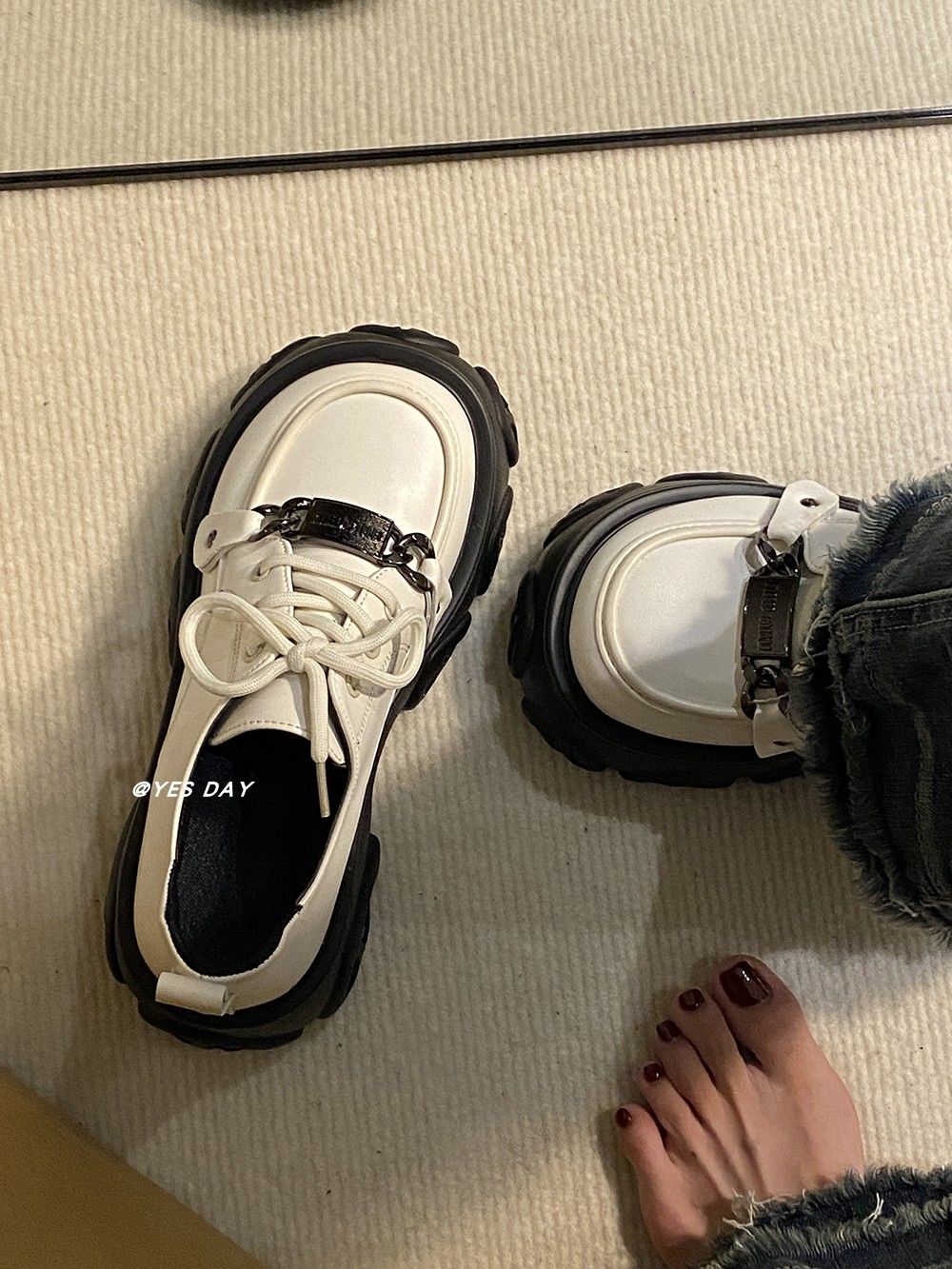 2023 Spring New JK Small Leather Shoes for Women British Style Casual Platform Soles Large Toe Thick Soled Loafers Single Shoes