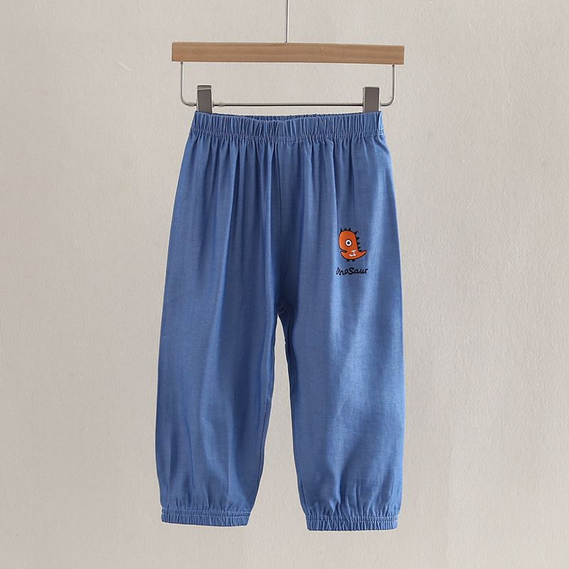 Children's Tencel denim anti-mosquito pants boys and girls summer thin section breathable bloomers baby summer air-conditioning trousers tide