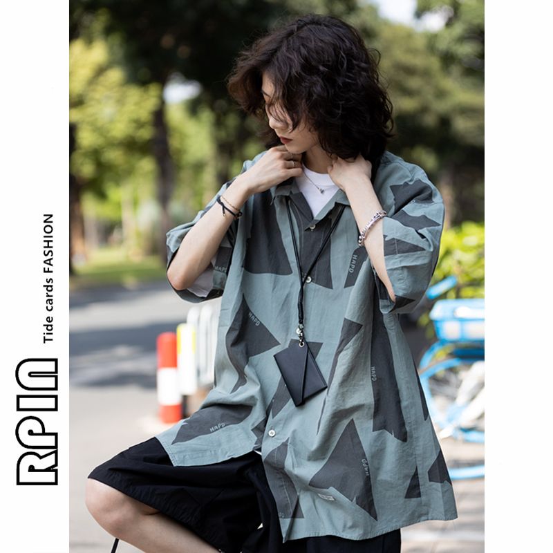 RPIN large size Japanese short-sleeved shirt women's summer thin section design sense retro chic Hong Kong flavor loose shirt top