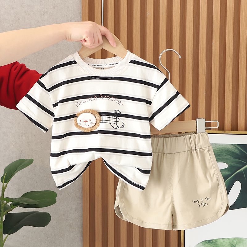 男童夏装套装2023新款韩版帅气宝宝夏季短袖时髦婴儿童休闲两件套