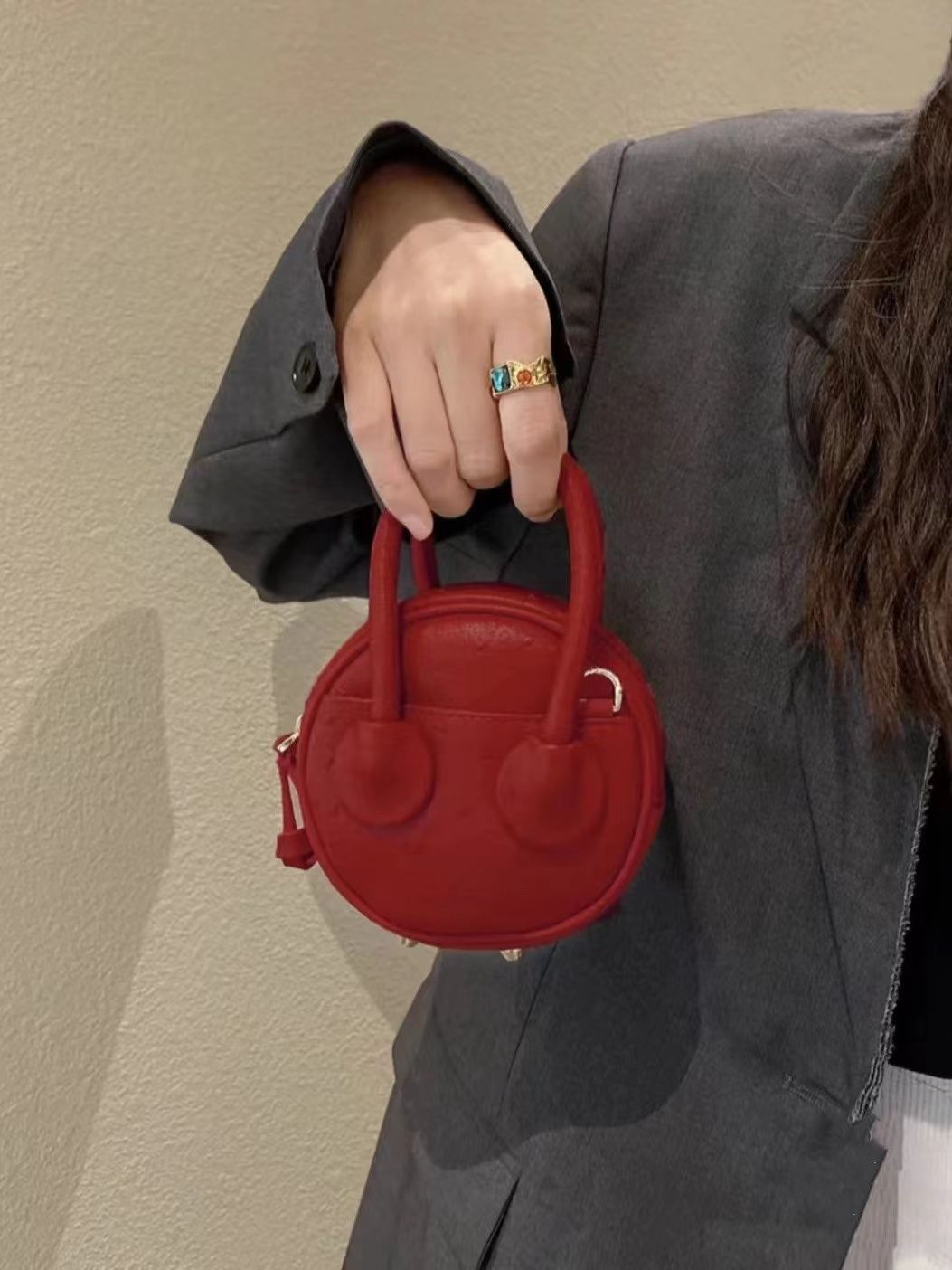 2023 spring new cookie bag PU mini small round bag cute ins one shoulder Messenger small bag