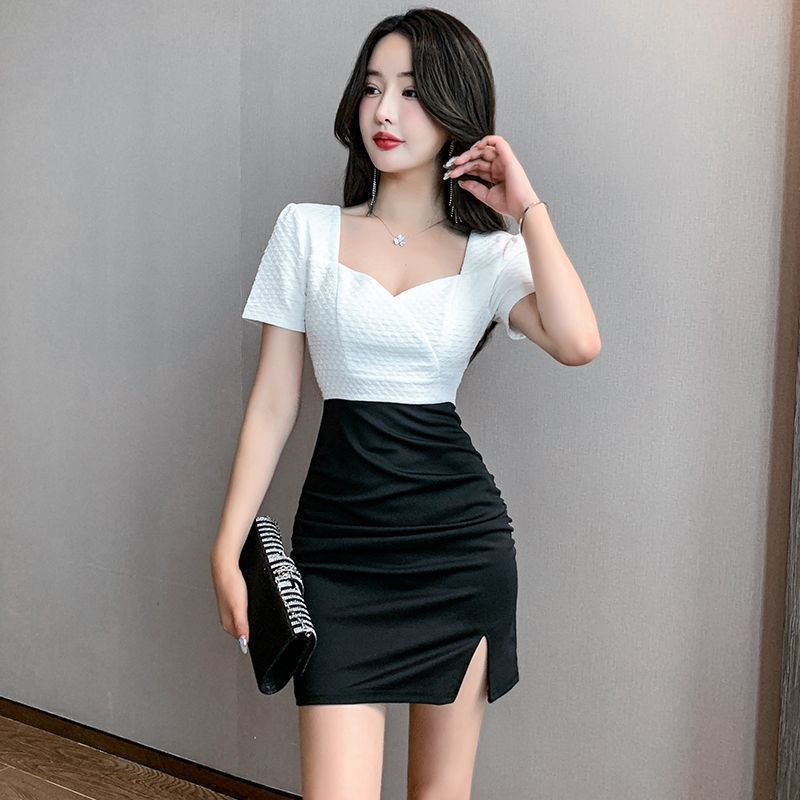 Night show temperament  dress bag hip slim skirt women's temperament slim night work clothes overalls