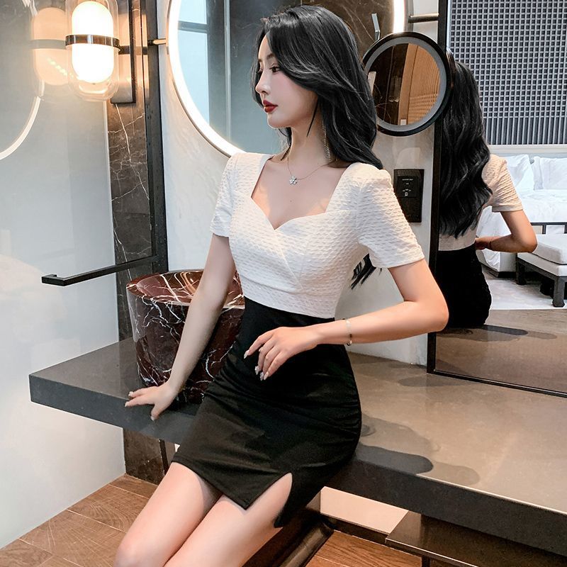 Night show temperament  dress bag hip slim skirt women's temperament slim night work clothes overalls