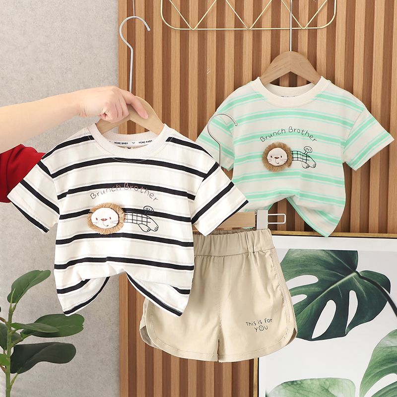 男童夏装套装2023新款韩版帅气宝宝夏季短袖时髦婴儿童休闲两件套