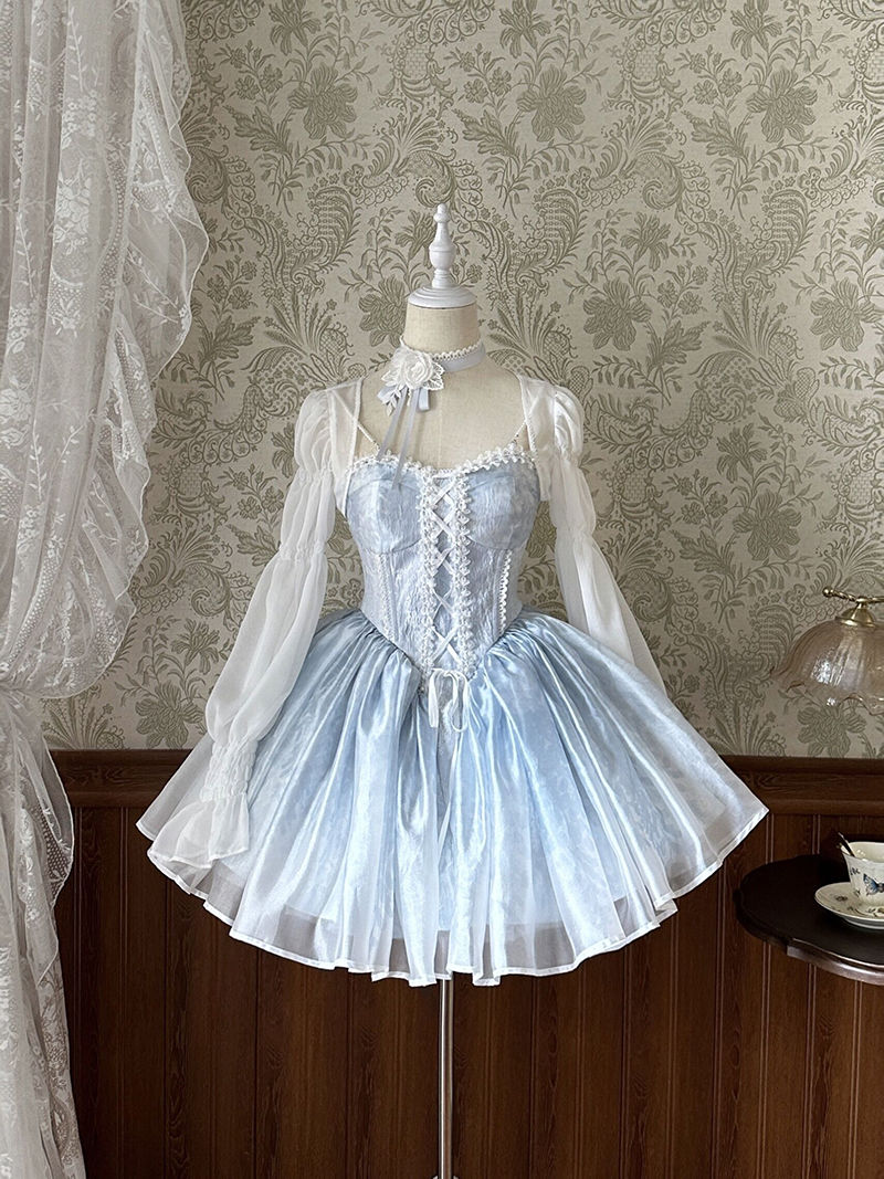 原創新款 Lolita紫藤芭蕾細豎條紋雪紡長袖防曬衫 開衫
