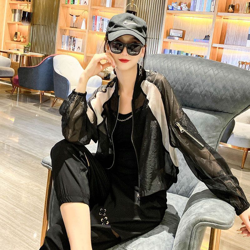 Sun Protection Jacket Women's 2023 New Korean Style Loose Breathable Fashion Short Baseball Uniform Jacket Thin Top