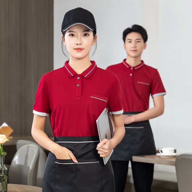 服务员工作服T恤定制女餐饮火锅奶茶酒店咖啡厅西餐厅POLO衫短袖
