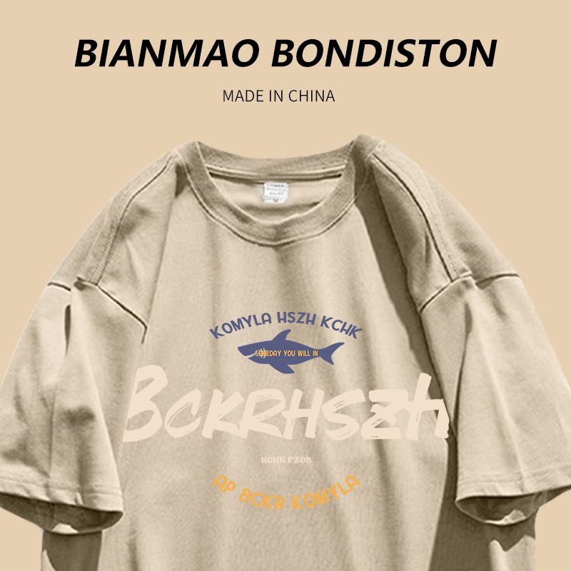 100% cotton American retro letter short-sleeved t-shirt female oversize loose summer couple casual tops