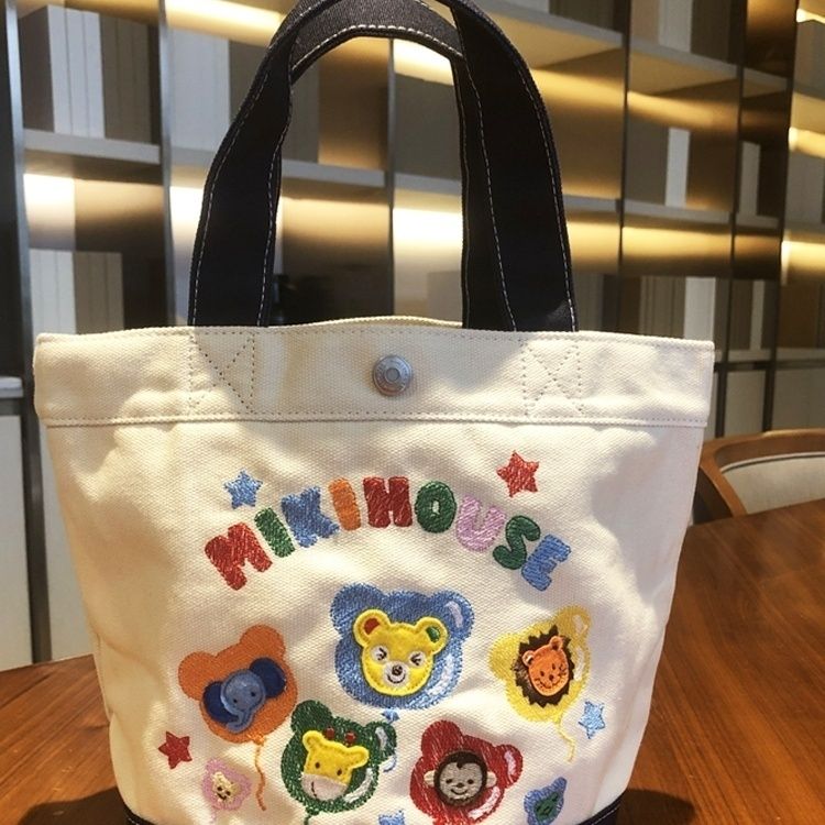 手提媽咪包日系miki帆布包可愛卡通手拎包包女輕便母嬰包便當包小