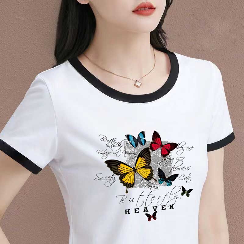 白色純棉短袖t恤女夏季新款韓版薄款寬鬆百搭顯瘦字母印花體恤衫
