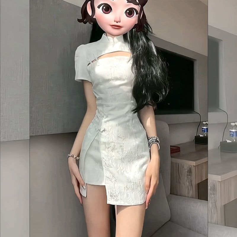 旗袍改良2023年新款夏季甜辣風絕美辣妹包臀新中式連衣裙子短裙女