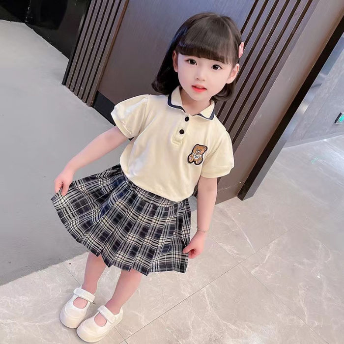 女童裝時髦套裝洋氣兩件套2023兒童女寶寶夏裝衣服學院風夏季女孩