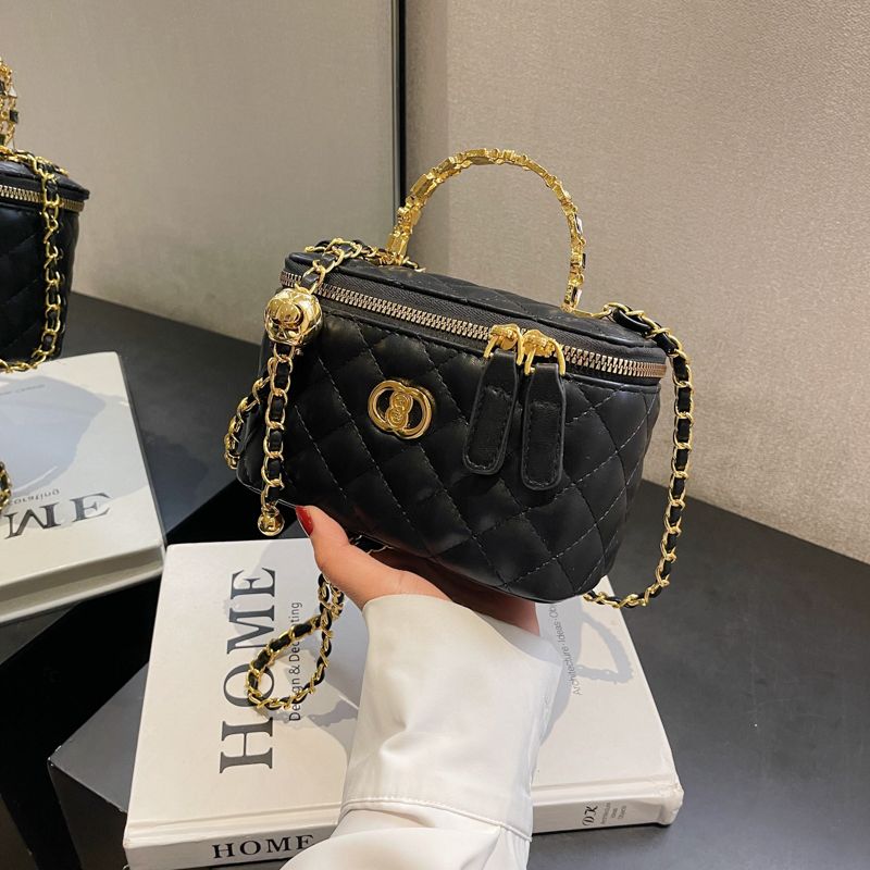 Luxus klasszikus dizájnú női táska, kockás, kis arany golyóval, új stílusú retró, minden az egyben vállra akasztható, hónaljra átvethető crossbody táska_voghion.com