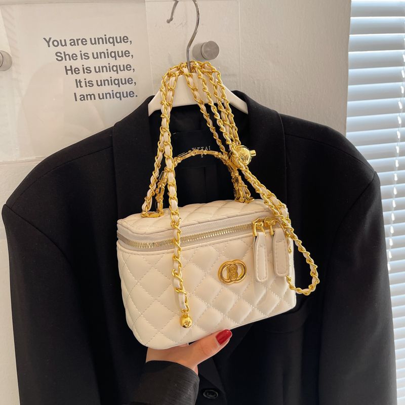 Luxus klasszikus dizájnú női táska, kockás, kis arany golyóval, új stílusú retró, minden az egyben vállra akasztható, hónaljra átvethető crossbody táska_voghion.com