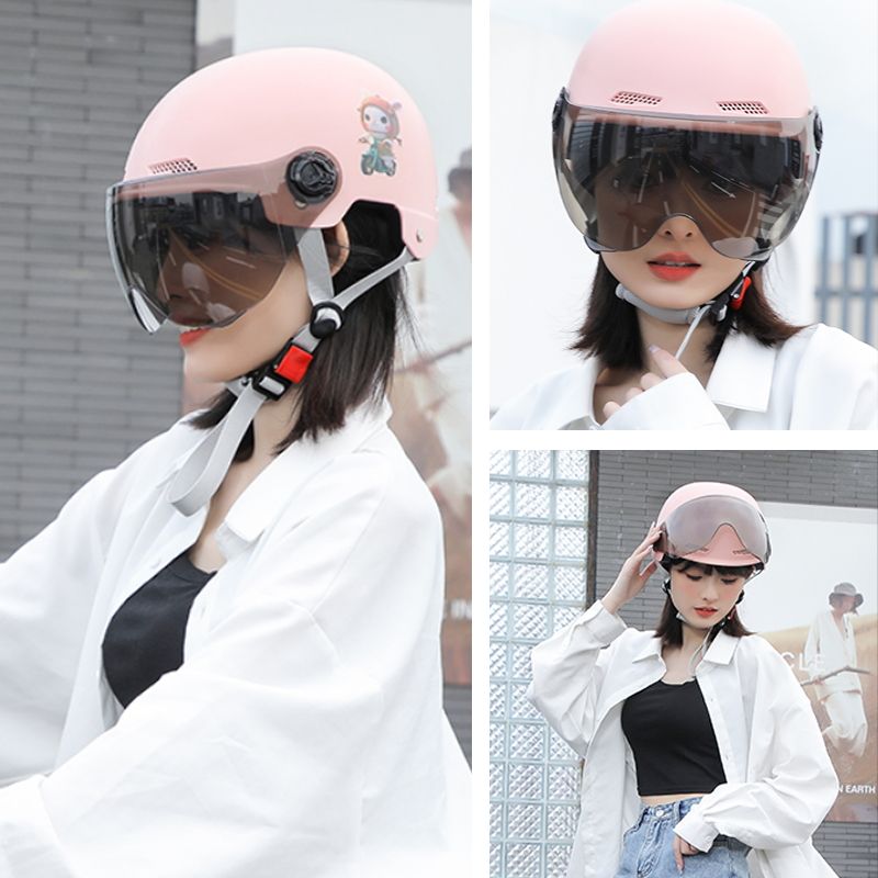 3C认证电动摩托车头盔夏季防晒透气男女四季通用半盔可调节安全帽