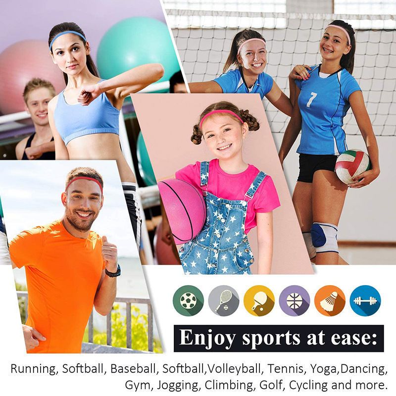 【 】 Faixas de cabeça esportivas antiderrapantes de silicone para absorção de suor, masculinas e femininas, para ioga, corrida, futebol e suor_voghion.com