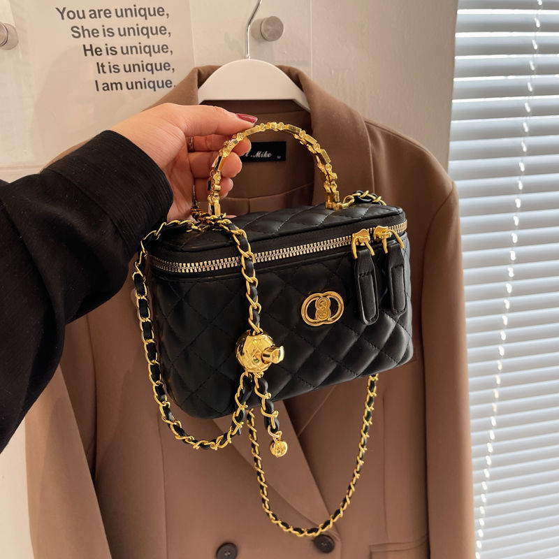 Luxus klasszikus dizájnú női táska, kockás, kis arany golyóval, új stílusú retró, minden az egyben vállra akasztható, hónaljra átvethető crossbody táska_voghion.com
