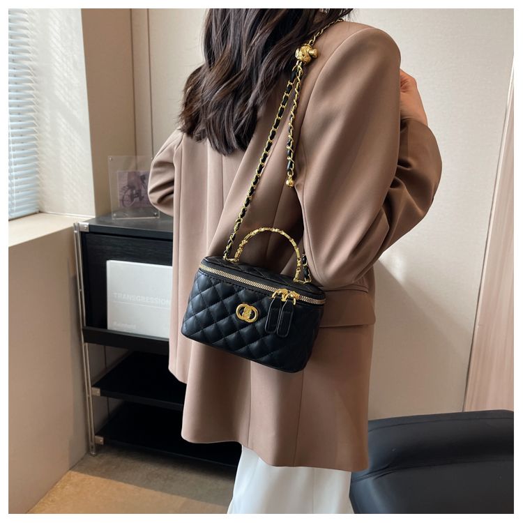 Luxus klasszikus dizájnú női táska, kockás, kis arany golyóval, új stílusú retró, minden az egyben vállra akasztható, hónaljra átvethető crossbody táska_voghion.com