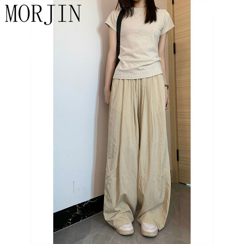MORJIN loose folds drape casual pants women's spring and summer new small loose slim dragging wide-leg pants