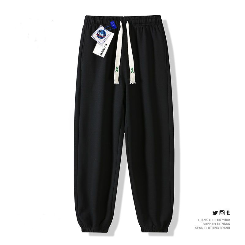 Summer thin pants men's trendy drawstring casual trousers wide-leg spring and autumn sports pants gray sweatpants for men