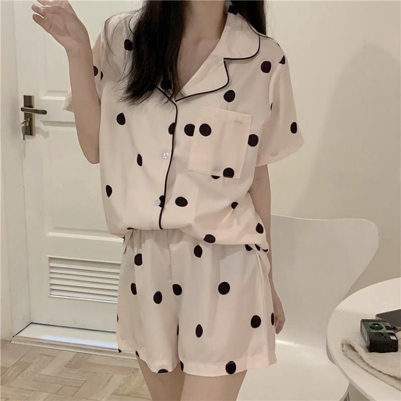Pajamas women's summer ice silk thin section short-sleeved ins style high-value ice silk student cute home service suit summer