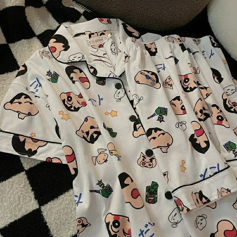 Crayon Shinchan pajamas men's summer new short-sleeved shorts thin section cartoon trendy men's home service suit summer