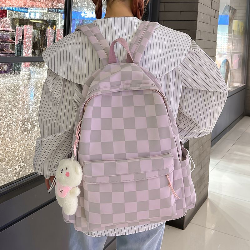 School bag female Korean version Harajuku high school college student junior high school birthday style small fresh plaid small backpack casual backpack