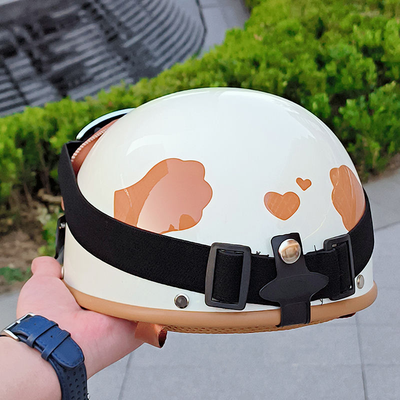 3C认证电动车头盔创意可爱夏季电瓶车哈雷头盔安全帽半盔男女情侣