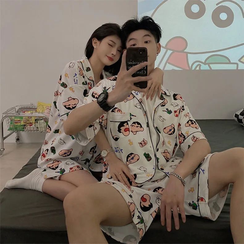 Crayon Shinchan pajamas men's summer new short-sleeved shorts thin section cartoon trendy men's home service suit summer