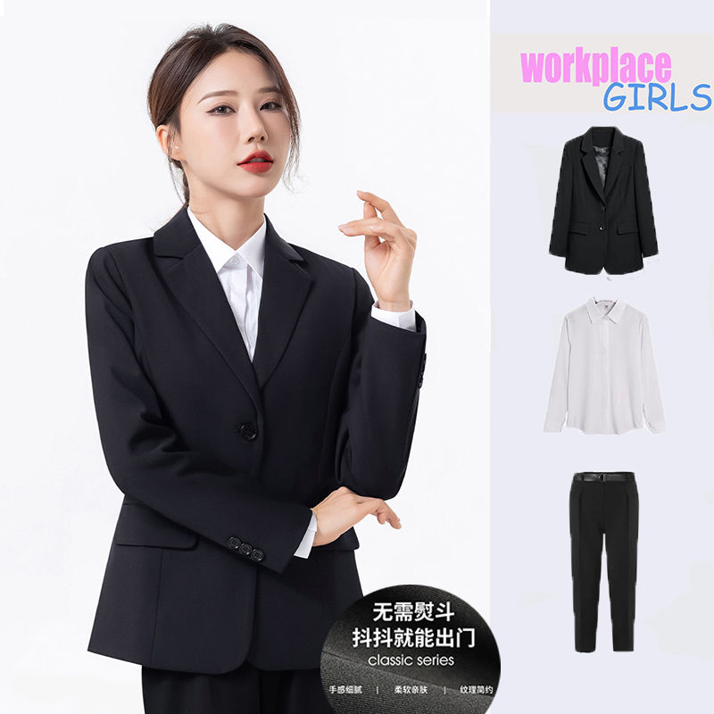 Professional wear female 2023 civil servant temperament black suit jacket formal work clothes interview breasted commuting dignified