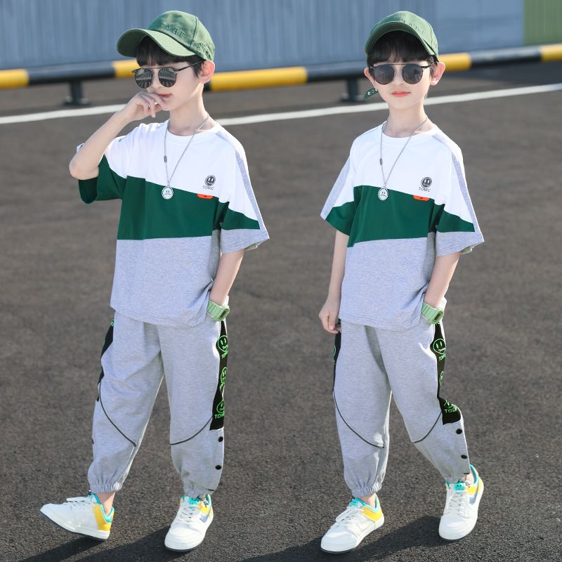 男童夏裝短袖兒童純棉套裝中大童帥氣薄款衣服網紅炸街童裝兩件套