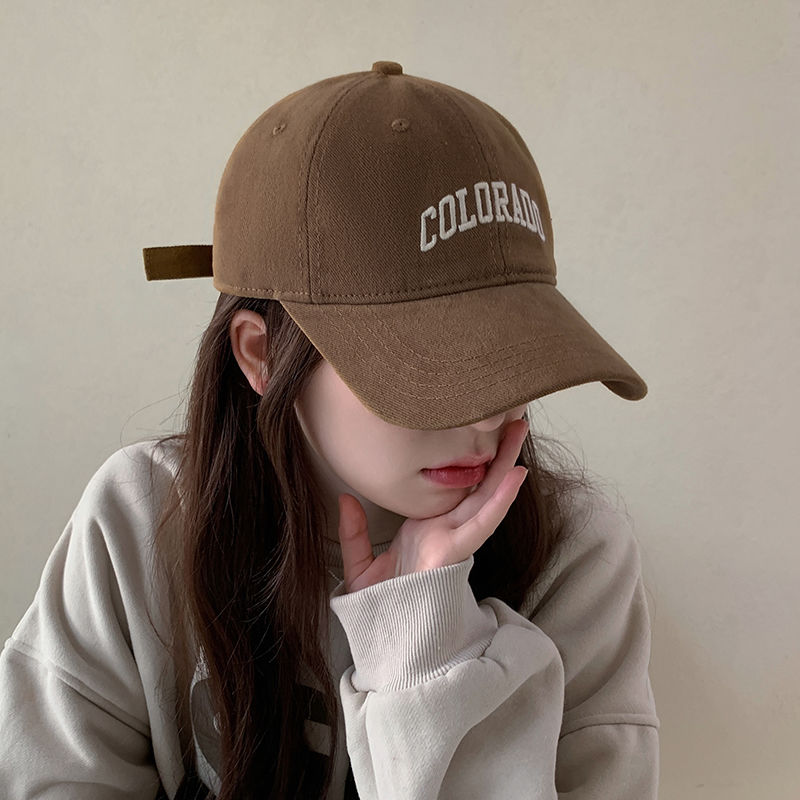 Baseball hat women's spring and summer deep top wide eaves big head circumference Korean version of all-match letters embroidery face small peaked cap men