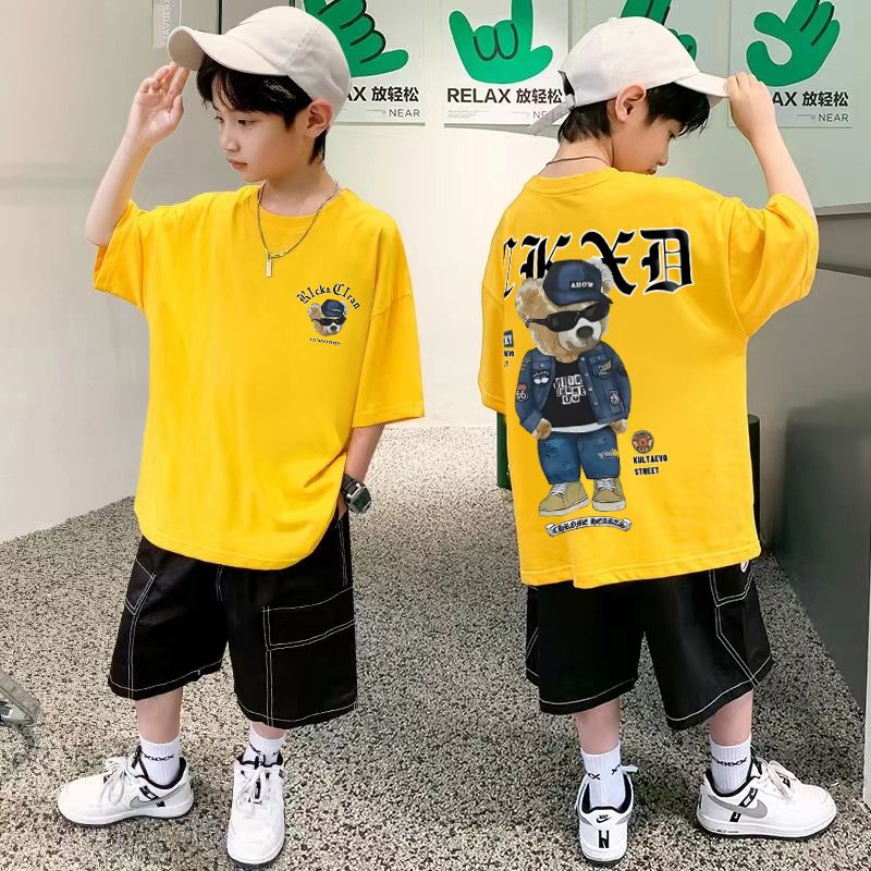 Children's cotton T-shirt summer short-sleeved 2023 new handsome and fashionable small and medium-sized boys' tops t-shirt children's clothing tide