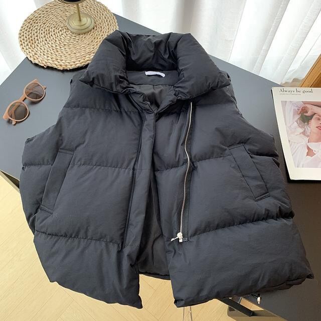 Cotton vest for women 2024 autumn and winter Korean style small fragrant style stand collar new sleeveless cotton vest outer wear vest jacket trendy