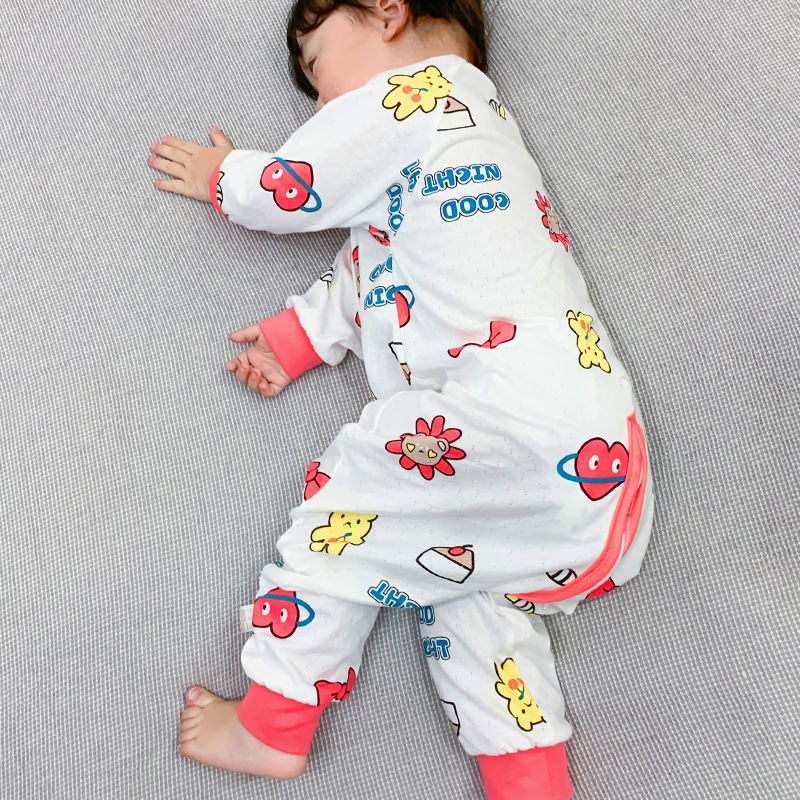 婴儿睡袋分腿纯棉四季通用宝宝防踢被子神器春夏季男女童连体睡衣
