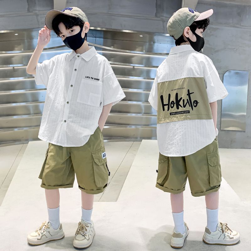 男童夏裝套裝2023新款中大兒童裝夏季男孩網紅時髦短袖洋氣韓版潮