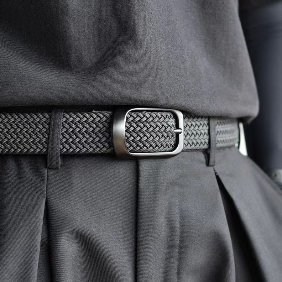 Ceinture cadeau pour petit ami, bracelet en nylon tissé, ceinture élastique en toile non perforée, tendance mode masculine_voghion.com
