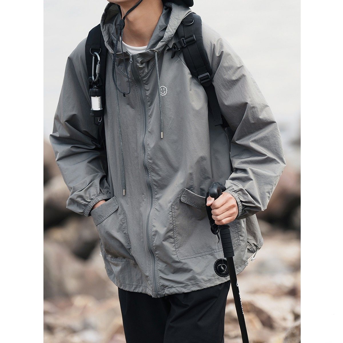 Japanese retro sunscreen men's summer light and thin outdoor sunscreen clothing tide brand loose all-match breathable hooded jacket