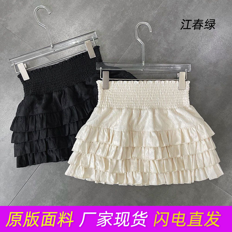 Pure desire high waist thin fairy skirt anti-slip lined spring Korean style temperament lace lace cake skirt pants