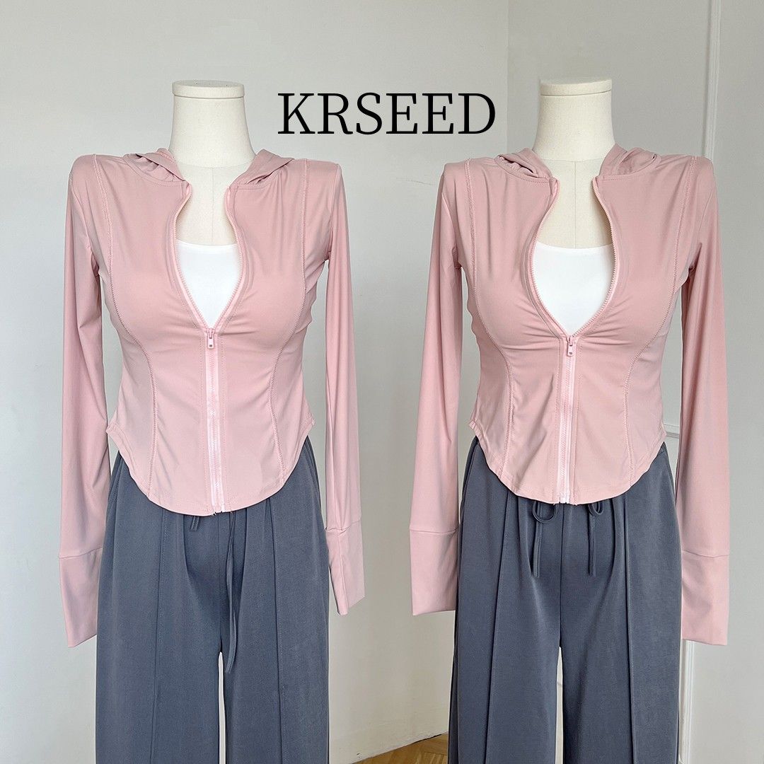 KRSEED  upf50+防曬服女夏薄款透氣防紫外線修身顯瘦短款連帽上衣
