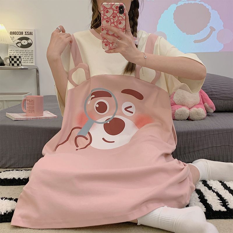 Pajamas women's summer 2023 new short-sleeved nightdress Japanese can wear thin section cute student dormitory home service