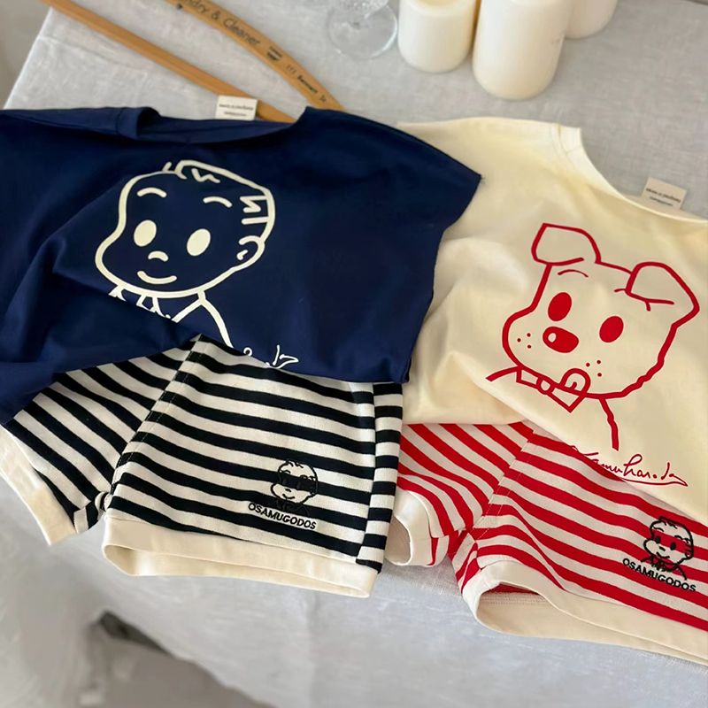 Children's Vest Set Boys Cotton Summer Girls Loose Shorts Baby Casual Sports Two-piece Set Short Sleeves